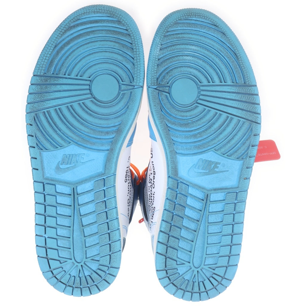 NIKE(ナイキ) ×OFF-WHITE AIR JORDAN 1 POWDER BLUE UNC オフホワイト エアジョーダン1 パウダーブルー ハイカットスニーカー ホワイト/ブルー AQ0818-148 US9/27cm
