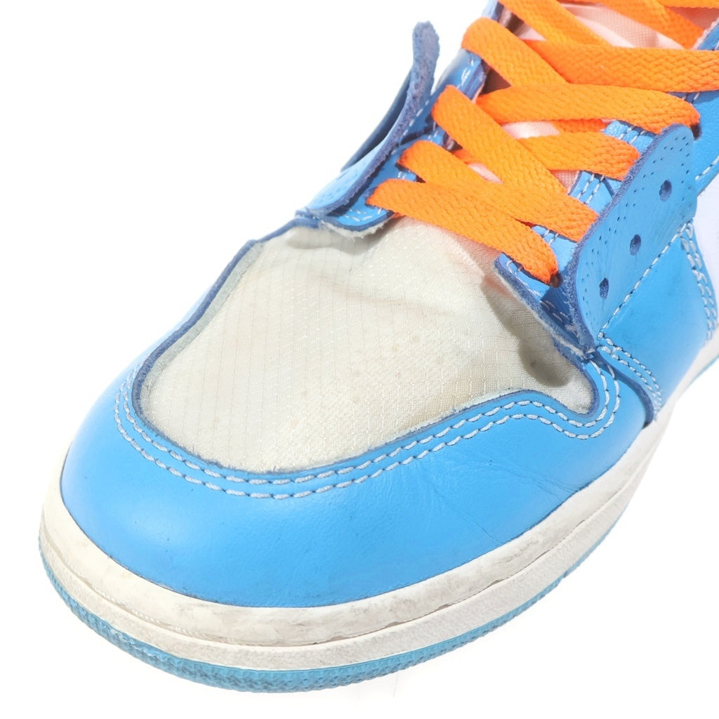 NIKE(ナイキ) ×OFF-WHITE AIR JORDAN 1 POWDER BLUE UNC オフホワイト エアジョーダン1 パウダーブルー ハイカットスニーカー ホワイト/ブルー AQ0818-148 US9/27cm