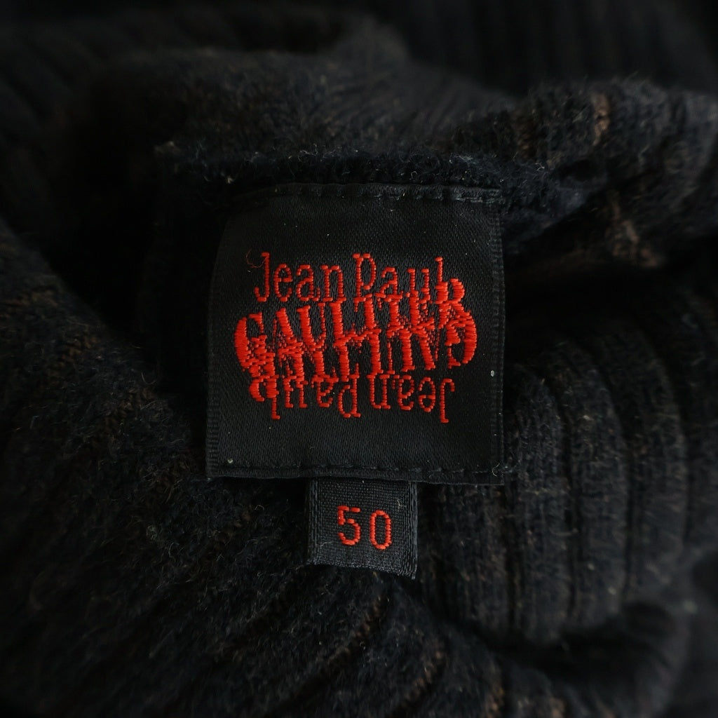 Jean Paul GAULTIER(ジャンポールゴルチエ) センターライン切り替え ハイネック ウール ニット セーター 長袖 ブラウン