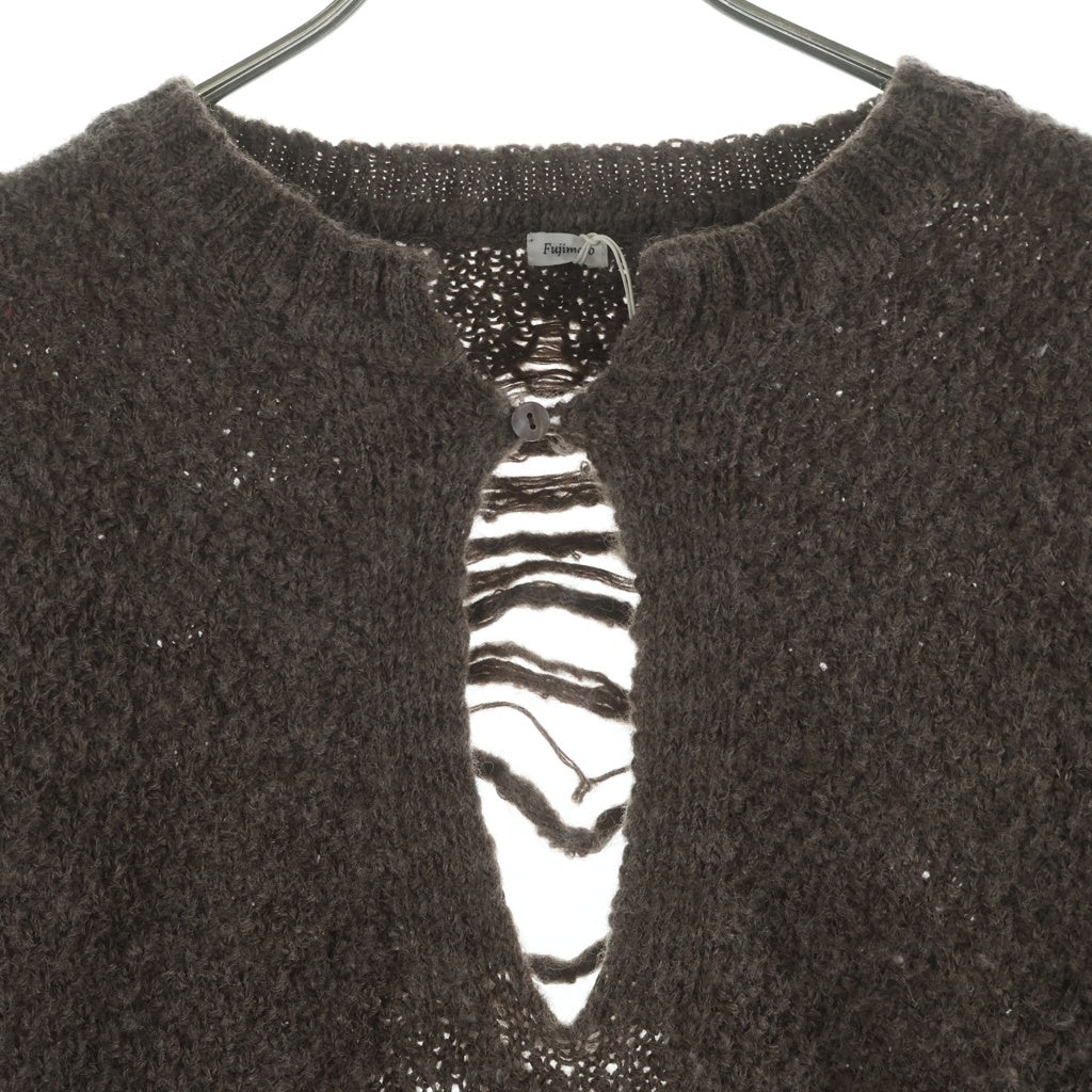 NO BRAND(ノーブランド) Fujimoto フジモト 23AW バックデザインニット ウール ブラウン FJ23F-10-002