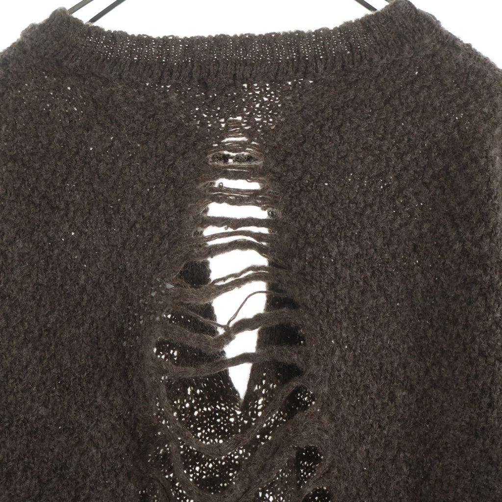 NO BRAND(ノーブランド) Fujimoto フジモト 23AW バックデザインニット ウール ブラウン FJ23F-10-002