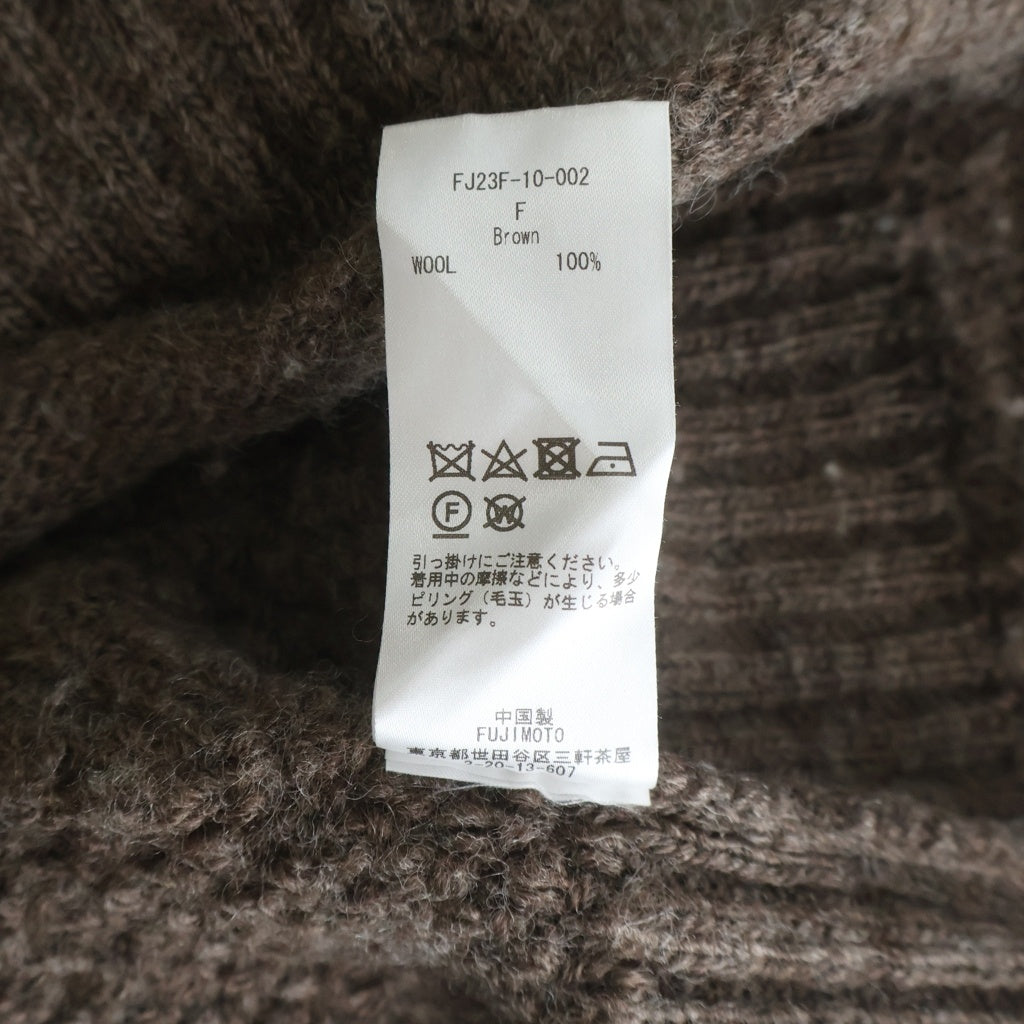 NO BRAND(ノーブランド) Fujimoto フジモト 23AW バックデザインニット ウール ブラウン FJ23F-10-002