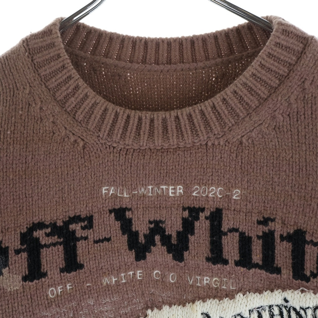 OFF-WHITE(オフホワイト) 20AW PASCAL MEDICINE KNIT パスカルメディスンニット 刺繍ニットプルオーバー セーター ピンク OMHE054F20KNI001
