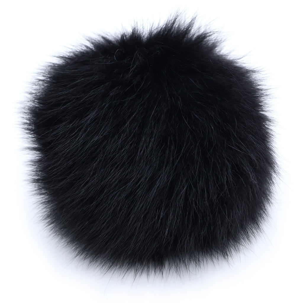 FENDI(フェンディ) ファー ポンポン バッグチャーム キーホルダー ブラック レディース