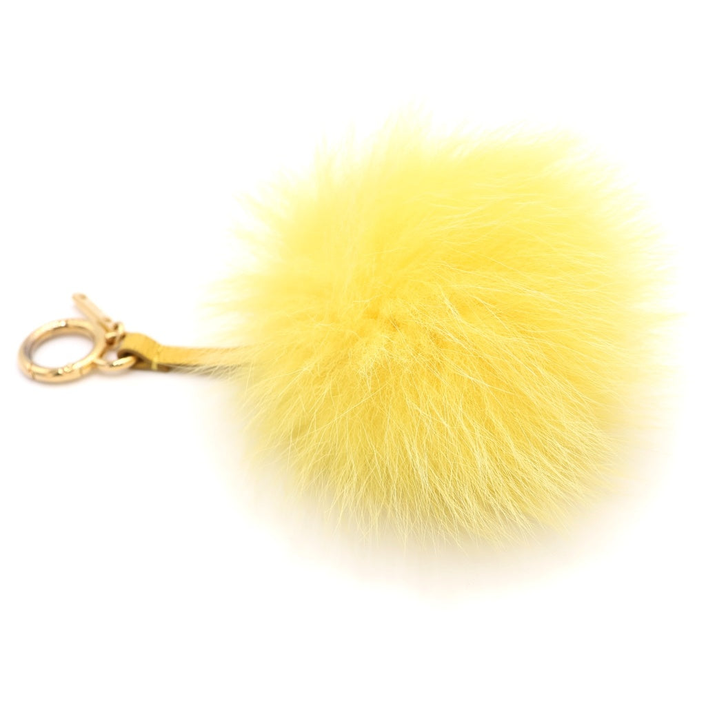 FENDI(フェンディ) ファー ポンポン バッグチャーム キーホルダー イエロー レディース