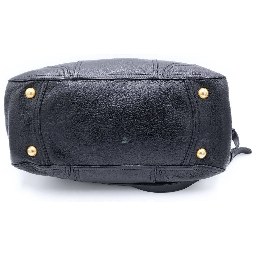 PRADA(プラダ) ロゴ入り 2Way レザー ハンドバッグ ショルダーバッグ ブラック レディース