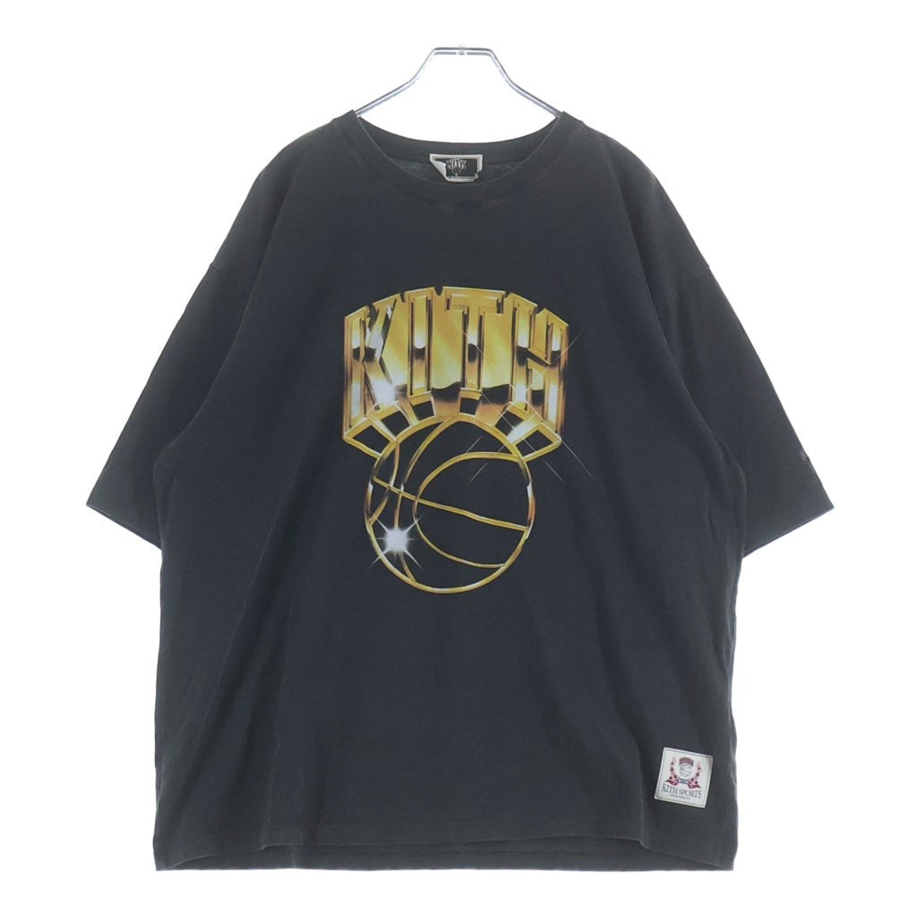 KITH(キス) ×New York Knicks ニューヨックニックス グラフィック フロントプリント クルーネック 半袖Tシャツ ブラック 25-073-060-0087-4-0