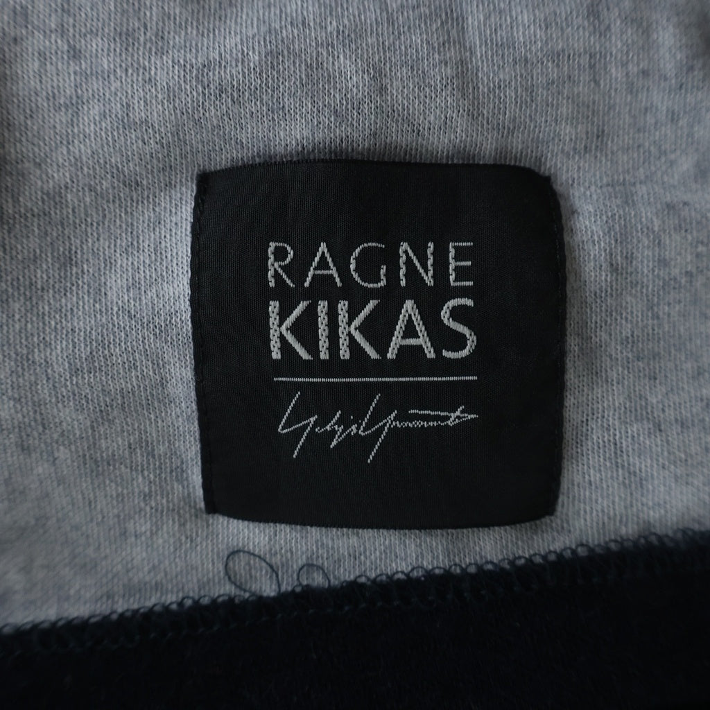 Yohji Yamamoto(ヨウジヤマモト) × RAGNE KIKAS アシンメトリー アウトサイダー ニット クルーネック 半袖カットソー ネイビー NV-T24-171