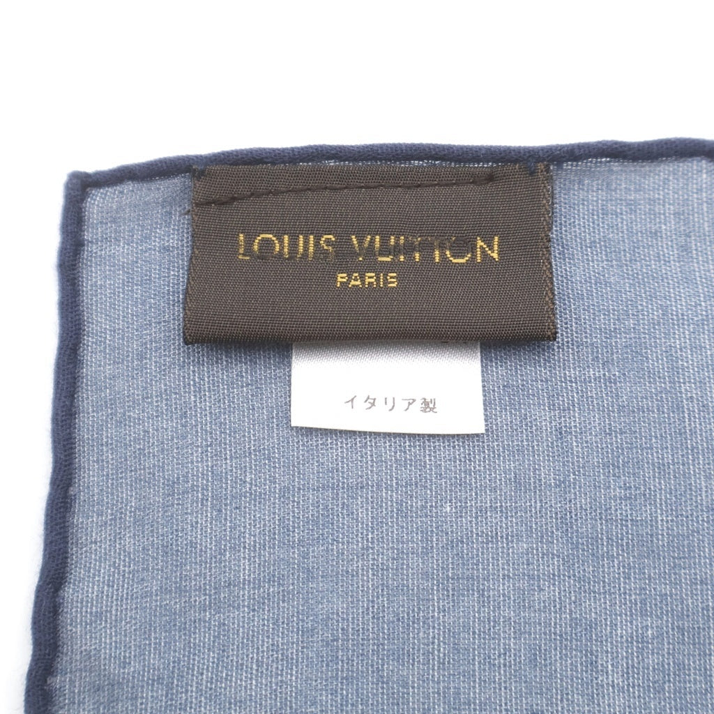 LOUIS VUITTON(ルイヴィトン) チャップアマンブラザーズ キリン総柄 シルク混 スカーフ ブルー レディース