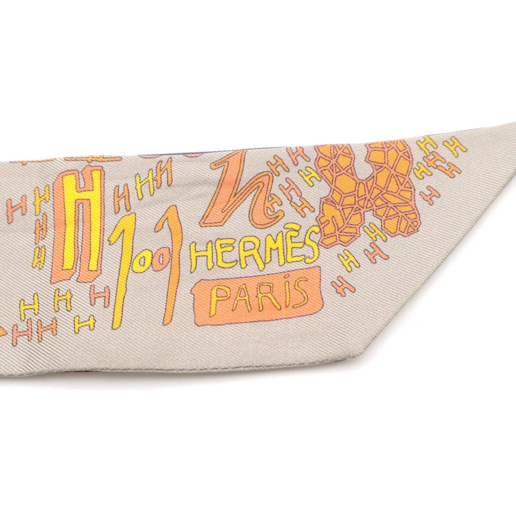 HERMES(エルメス) シルク ツイリー スカーフ ブラック/イエロー レディース