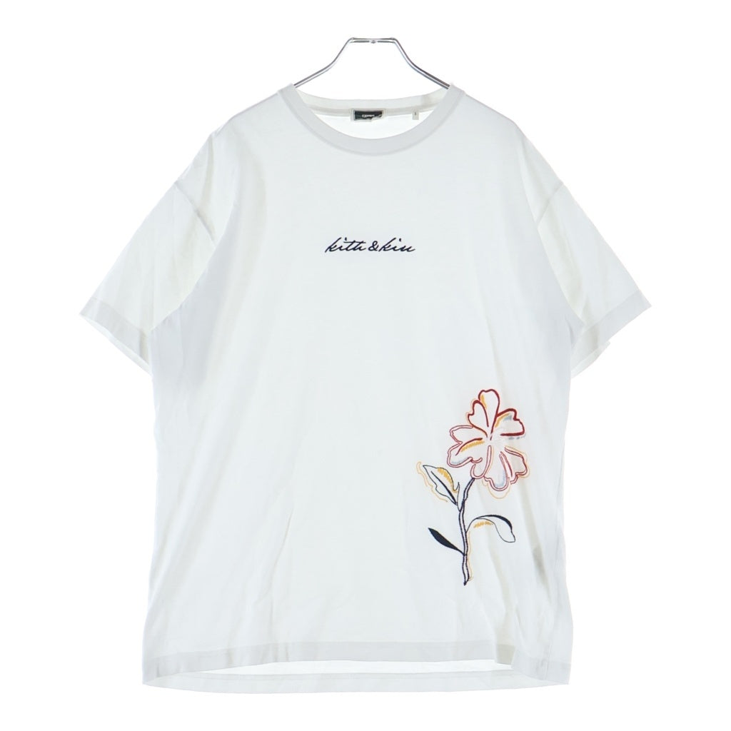 KITH(キス) フロントロゴ刺繍 クルーネック 半袖Tシャツ ホワイト 23-071-080-0065-2-0