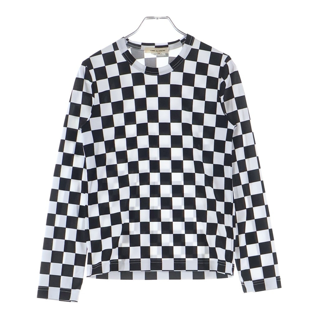 COMME des GARCONS(コムデギャルソン) 21SS チェッカー クルーネック長袖Tシャツ ロングスリーブカットソー ブラック/ホワイト GH-T010