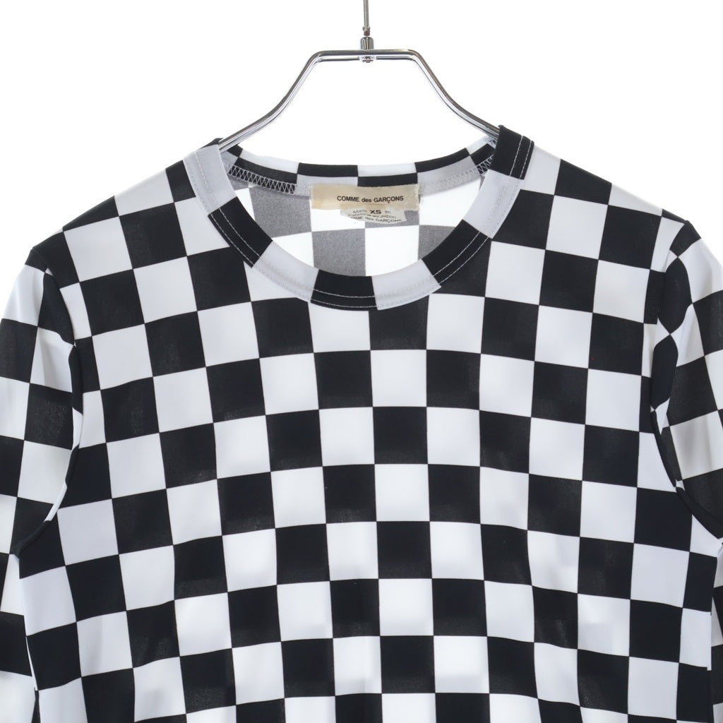 COMME des GARCONS(コムデギャルソン) 21SS チェッカー クルーネック長袖Tシャツ ロングスリーブカットソー ブラック/ホワイト GH-T010