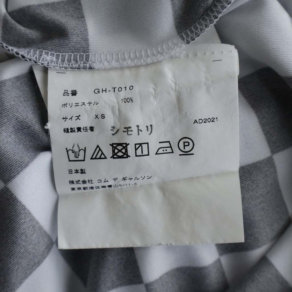 COMME des GARCONS(コムデギャルソン) 21SS チェッカー クルーネック長袖Tシャツ ロングスリーブカットソー ブラック/ホワイト GH-T010