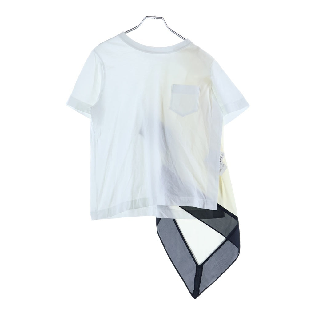 Sacai(サカイ) スカーフドッキング クルーネック 半袖Tシャツ ホワイト 21-05675