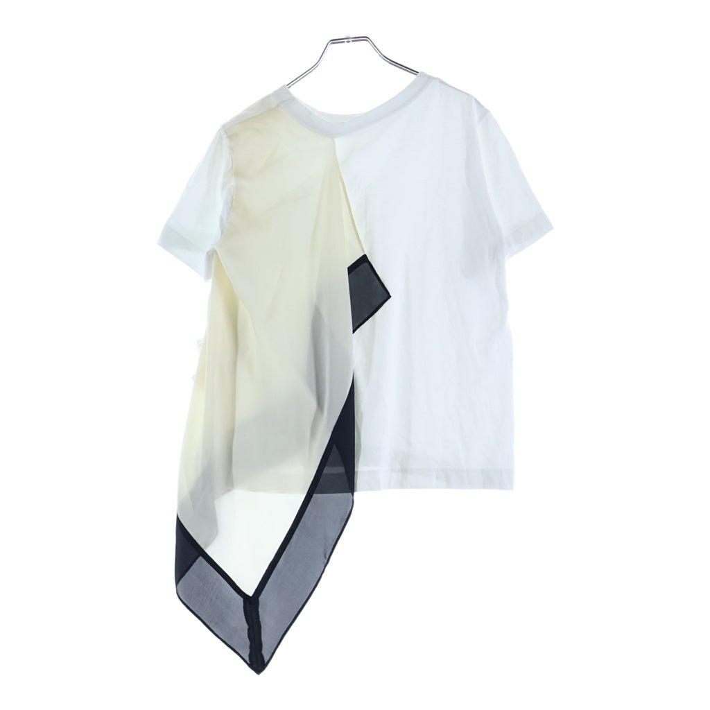 Sacai(サカイ) スカーフドッキング クルーネック 半袖Tシャツ ホワイト 21-05675