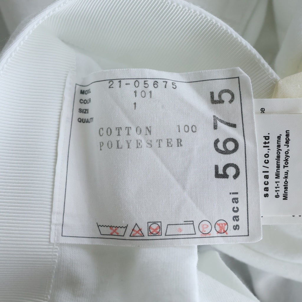 Sacai(サカイ) スカーフドッキング クルーネック 半袖Tシャツ ホワイト 21-05675
