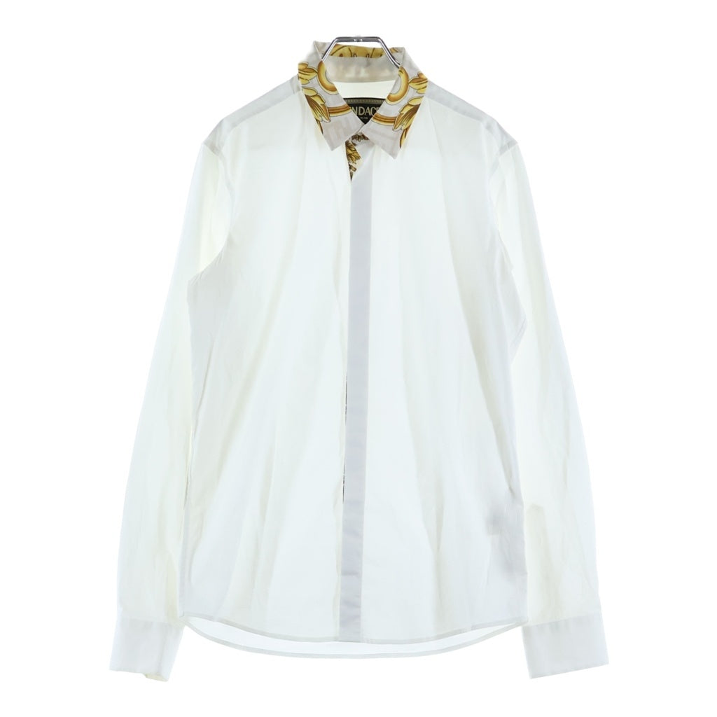 FENDI(フェンディ) ×VERSACE ヴェルサーチ 襟切替 コットン 長袖シャツ ホワイト FS1001 AKEA