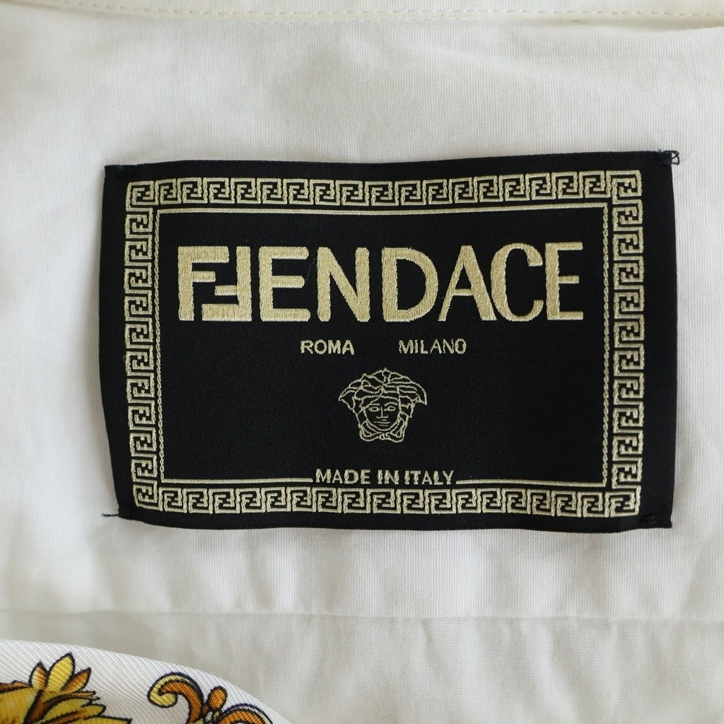 FENDI(フェンディ) ×VERSACE ヴェルサーチ 襟切替 コットン 長袖シャツ ホワイト FS1001 AKEA