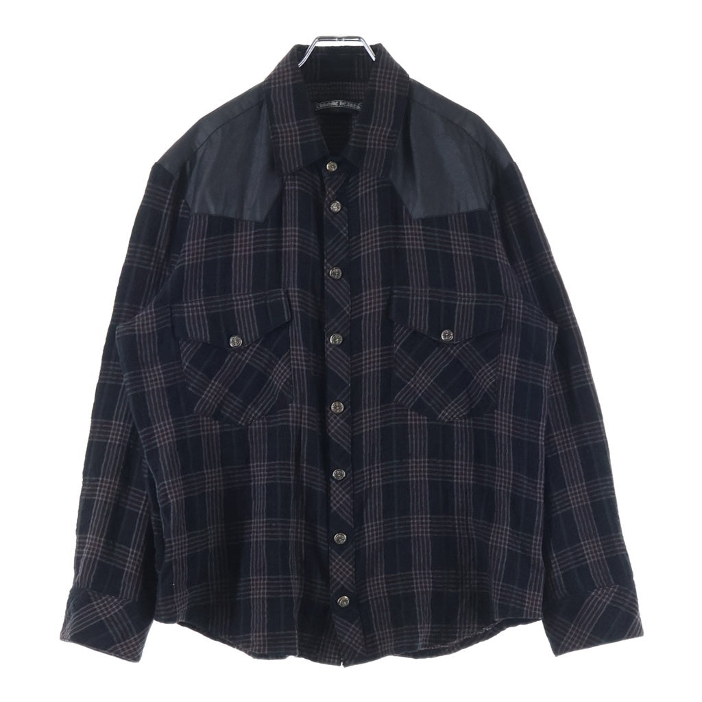 CHROME HEARTS(クロムハーツ) WESTN ウエスタン フローラルクロスボタン 切替 ガーゼチェック長袖シャツ ブラック/レッド