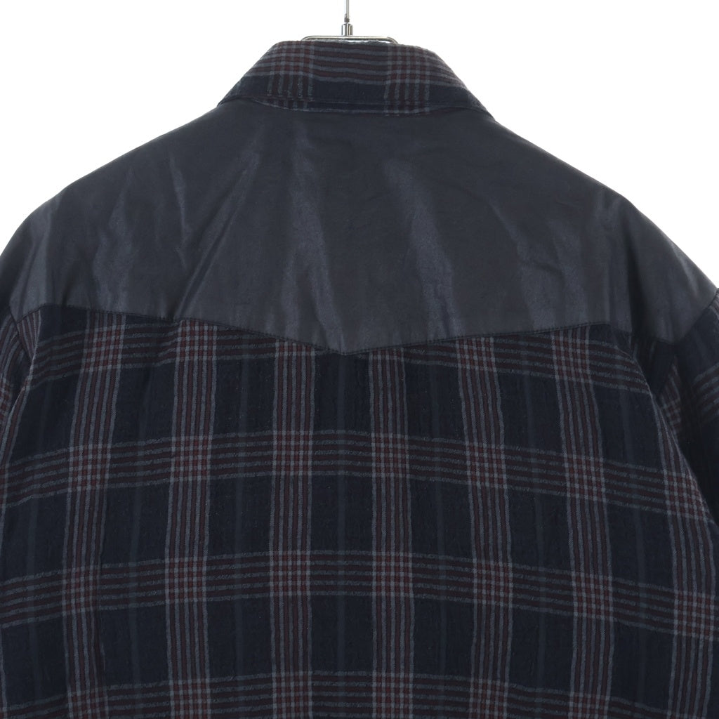 CHROME HEARTS(クロムハーツ) WESTN ウエスタン フローラルクロスボタン 切替 ガーゼチェック長袖シャツ ブラック/レッド