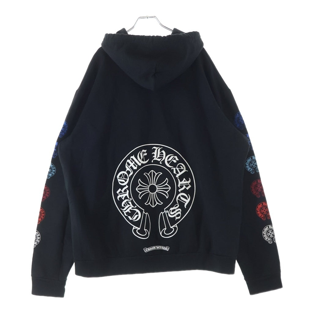 CHROME HEARTS(クロムハーツ) Multicolor Sleeve Logo Horseshoe Pullover Hoodie マルチカラー スリーブホースシューロゴ プルオーバーパーカー フーディー ブラック