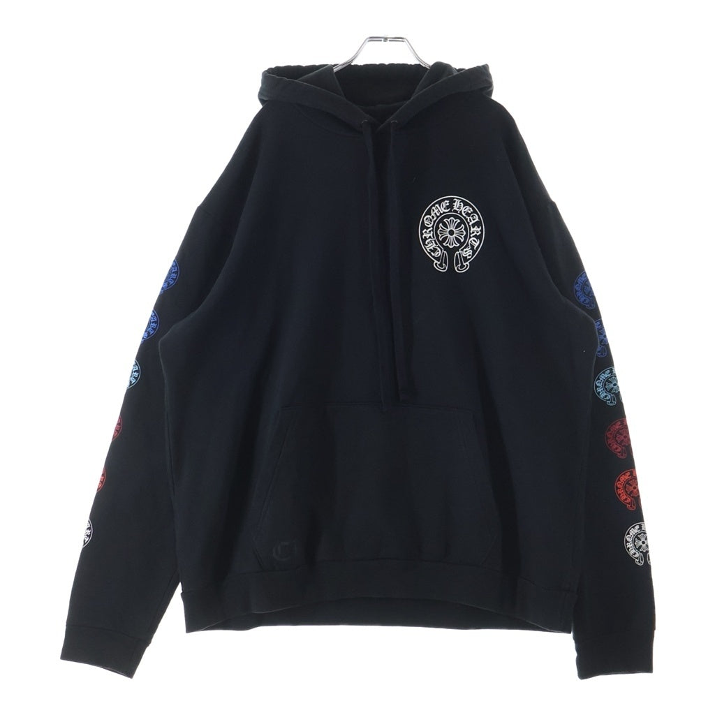 CHROME HEARTS(クロムハーツ) Multicolor Sleeve Logo Horseshoe Pullover Hoodie マルチカラー スリーブホースシューロゴ プルオーバーパーカー フーディー ブラック