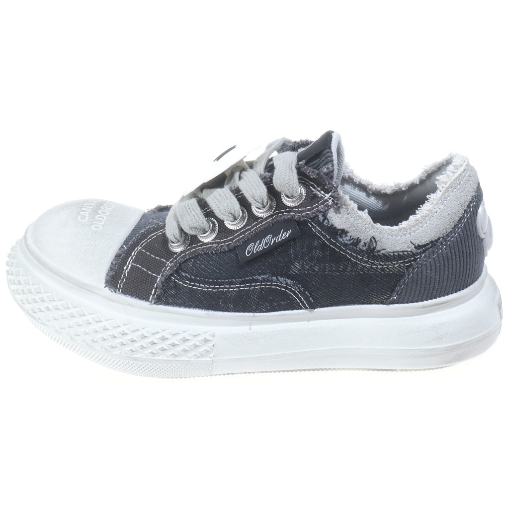 OLD ORDER(オールドオーダー) × Disney Big Hand Canvas Sneakers ディズニー ビッグ ハンド キャンパス ヴィンテージ加工 ローカットスニーカー グレー 02320732