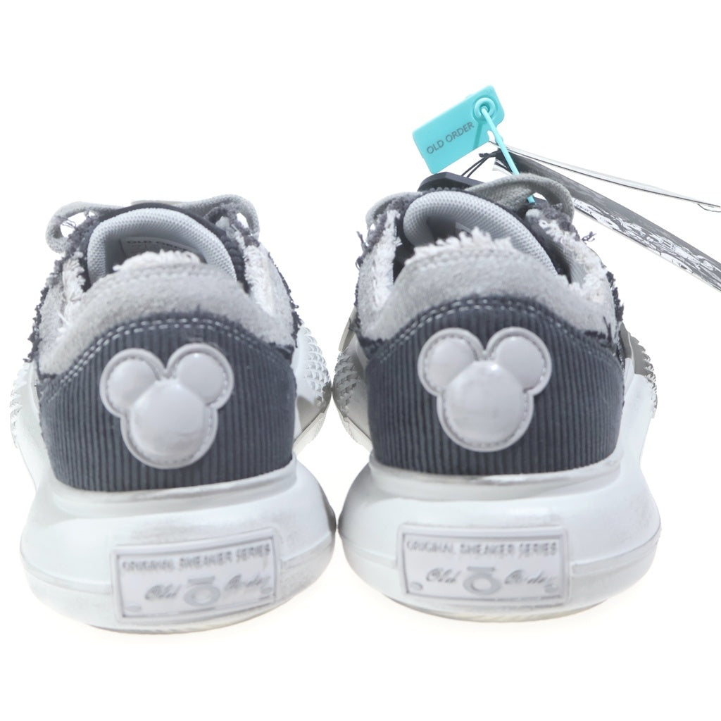OLD ORDER(オールドオーダー) × Disney Big Hand Canvas Sneakers ディズニー ビッグ ハンド キャンパス ヴィンテージ加工 ローカットスニーカー グレー 02320732