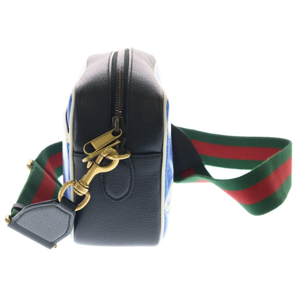 GUCCI(グッチ) ×adidas アディダス ロゴ PVCレザー ショルダーバッグ ブラック/ブルー 702427・498879