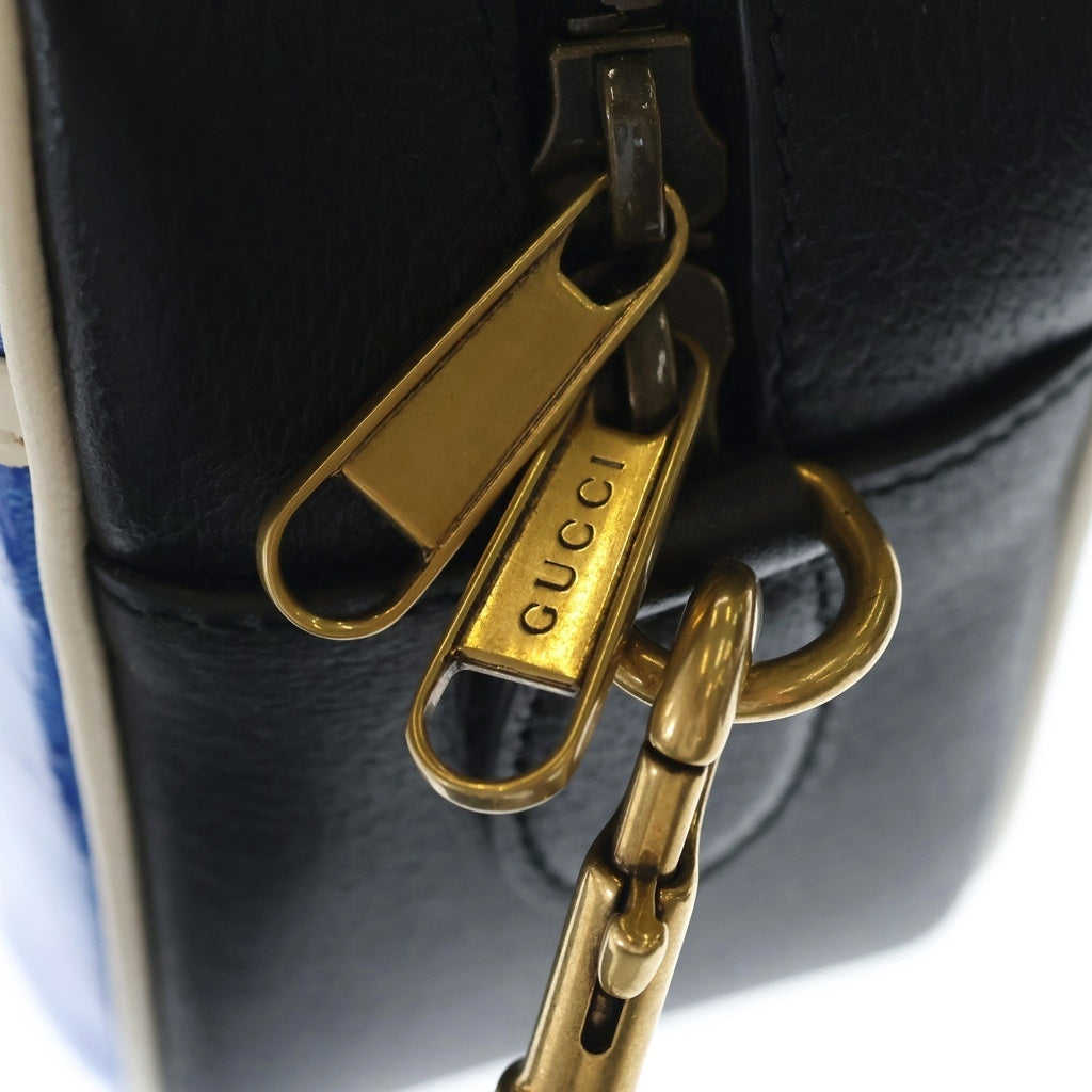 GUCCI(グッチ) ×adidas アディダス ロゴ PVCレザー ショルダーバッグ ブラック/ブルー 702427・498879