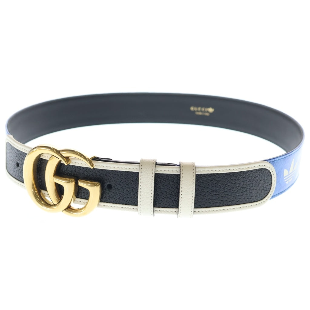 GUCCI(グッチ) ×adidas アディダス GGロゴバックル トレフォイル ベルト ブルー 406831 480199