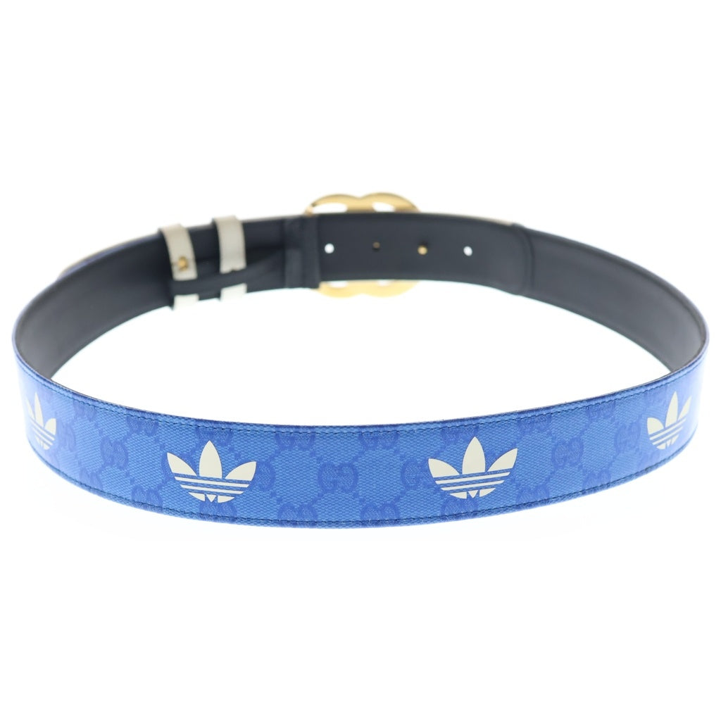 GUCCI(グッチ) ×adidas アディダス GGロゴバックル トレフォイル ベルト ブルー 406831 480199