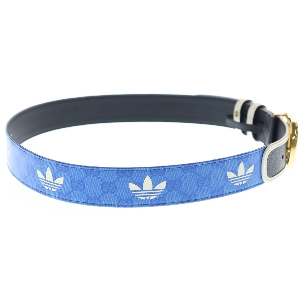 GUCCI(グッチ) ×adidas アディダス GGロゴバックル トレフォイル ベルト ブルー 406831 480199
