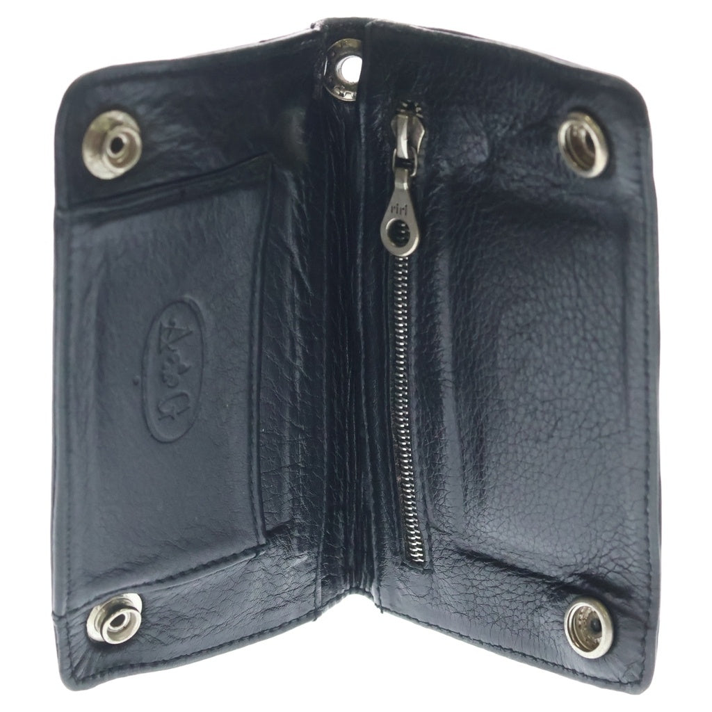 A&G(エーアンドジー) レザーウォレット 二つ折り財布 ブラック