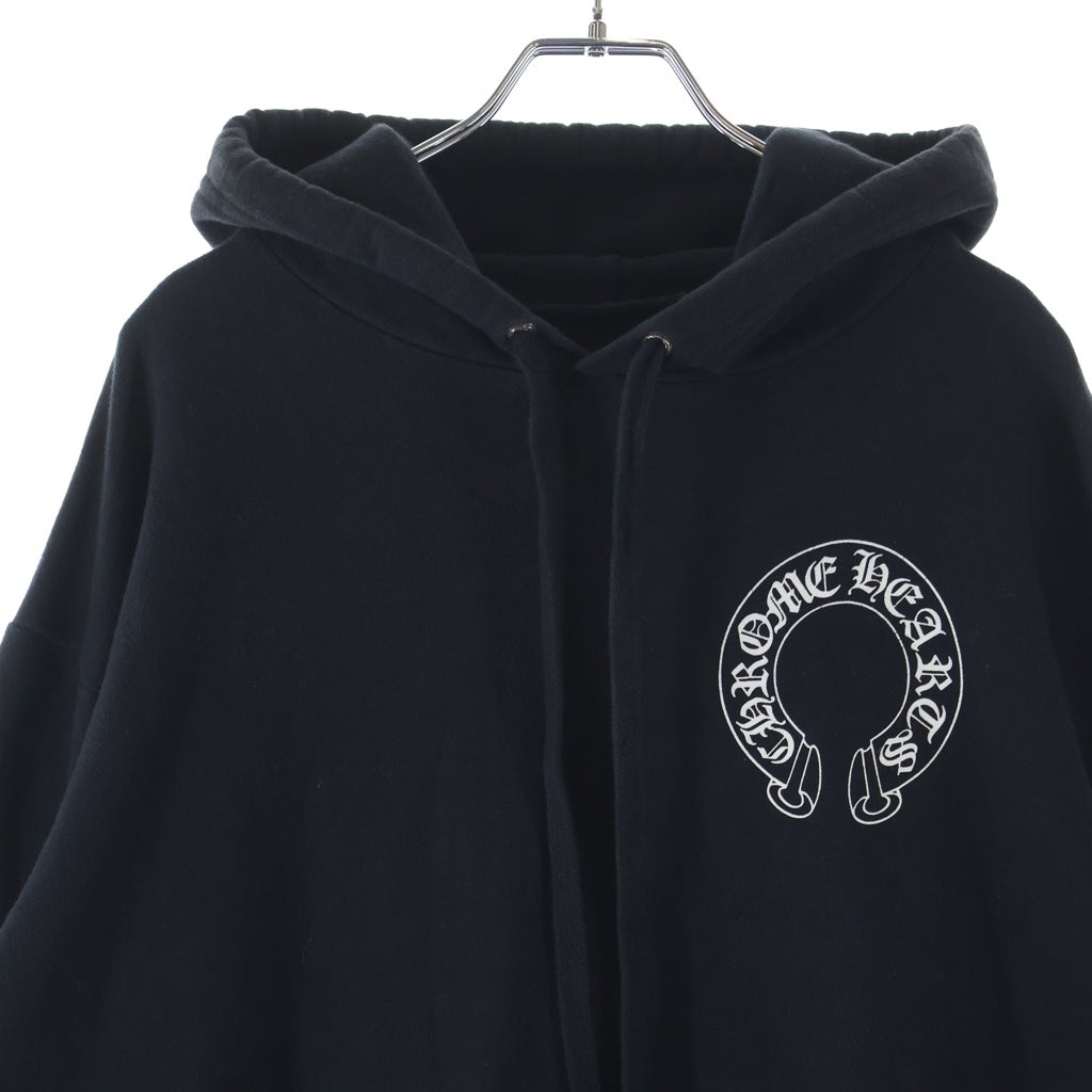 CHROME HEARTS(クロムハーツ) SWTSHRT PLVR 袖フローラルバックホースシュープリントプルオーバーパーカー フーディー ブラック