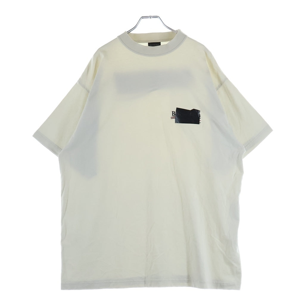 BALENCIAGA(バレンシアガ) Logo Embroidery Taped T-Shirt 712398 TNVG1 テープキャンペーンロゴ 半袖Tシャツ ホワイト
