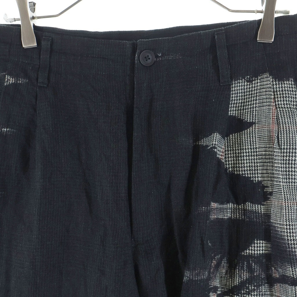 Yohji Yamamoto POUR HOMME(ヨウジヤマモト プールオム) 21SS リネン 両目タブパンツ ブラック HD-P29-318