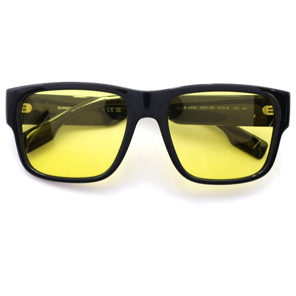 BURBERRY(バーバリー) KNIGHT FULL RIM SUNGLASSES ナイト フルリム サングラス スクエアフレーム ブラック/イエロー BE4358