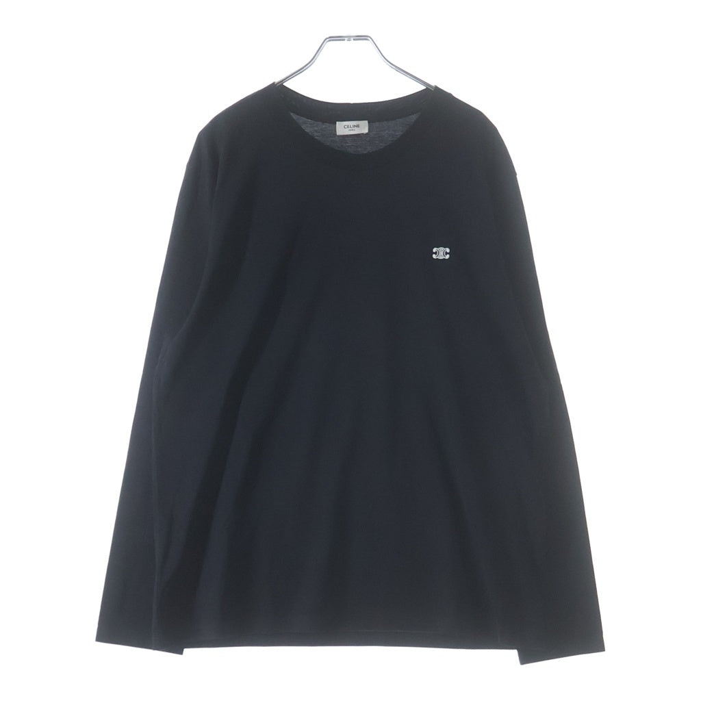 CELINE(セリーヌ) 25SS トリオンフ 刺繍 長袖 クルーネック カットソー ロンT ブラック RY02Q0ZP2