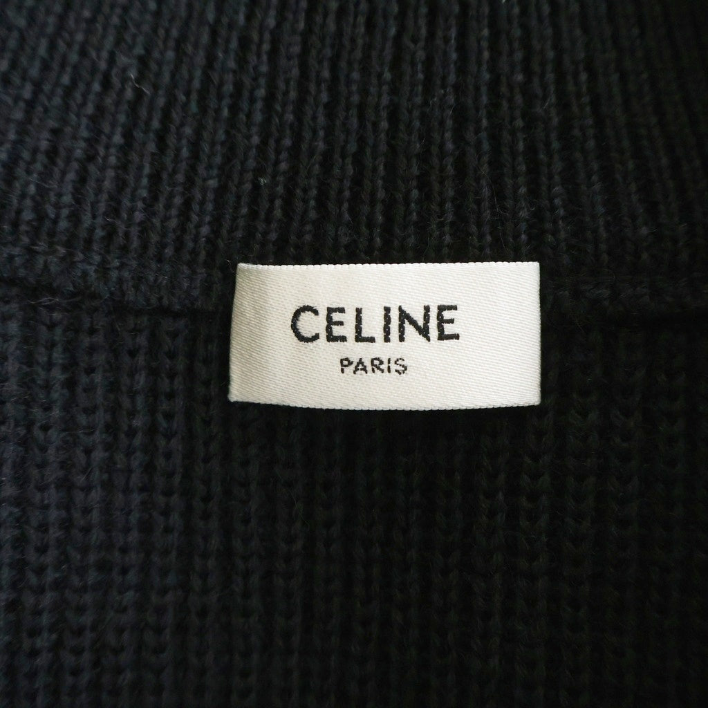 CELINE(セリーヌ) 25SS トリオンフ ハーフジップ ニット 長袖 ハイネック セーター ブラック RY02Q0ZP2