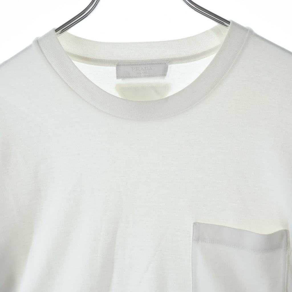 PRADA(プラダ) 21AW 胸ポケット L/S TEE 長袖 クルーネック カットソー ロンT ホワイト UJL23A S221