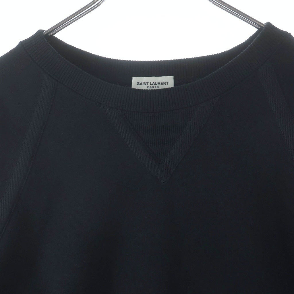 SAINT LAURENT PARIS(サンローランパリ) 22AW 前V ラグラン スウェット 長袖 クルーネック トレーナー ブラック TS02 704726