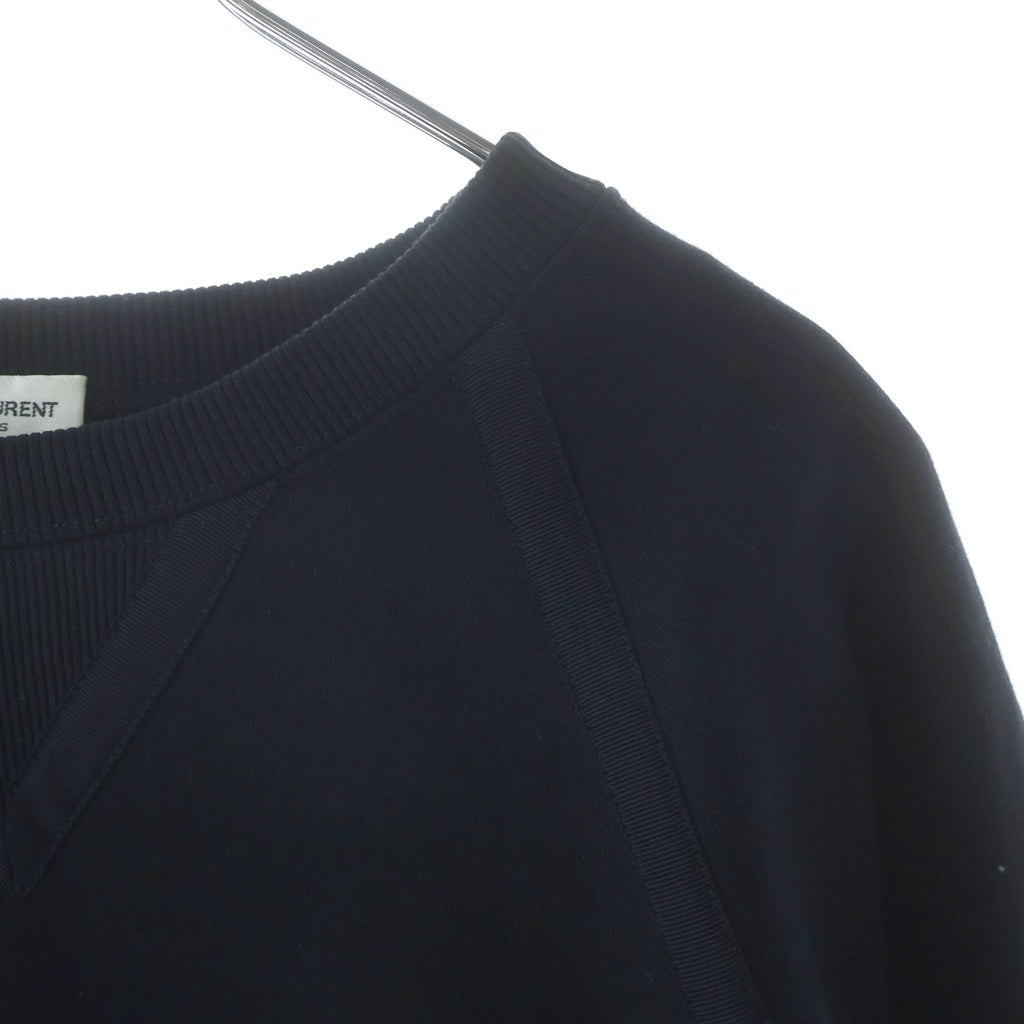 SAINT LAURENT PARIS(サンローランパリ) 22AW 前V ラグラン スウェット 長袖 クルーネック トレーナー ブラック TS02 704726