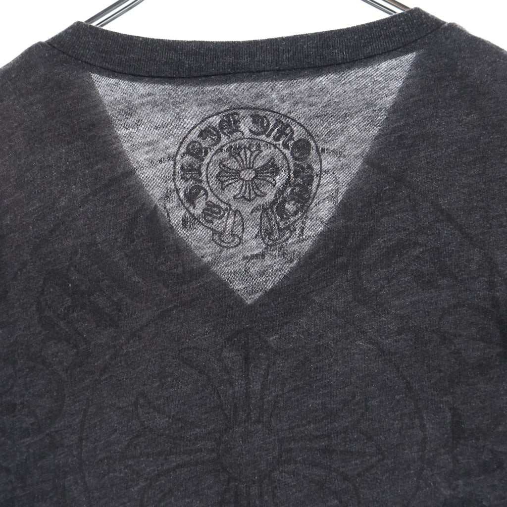 CHROME HEARTS(クロムハーツ) CHプラス バックホースシュープリント Vネック 半袖Tシャツ ショートスリーブカットソー グレー