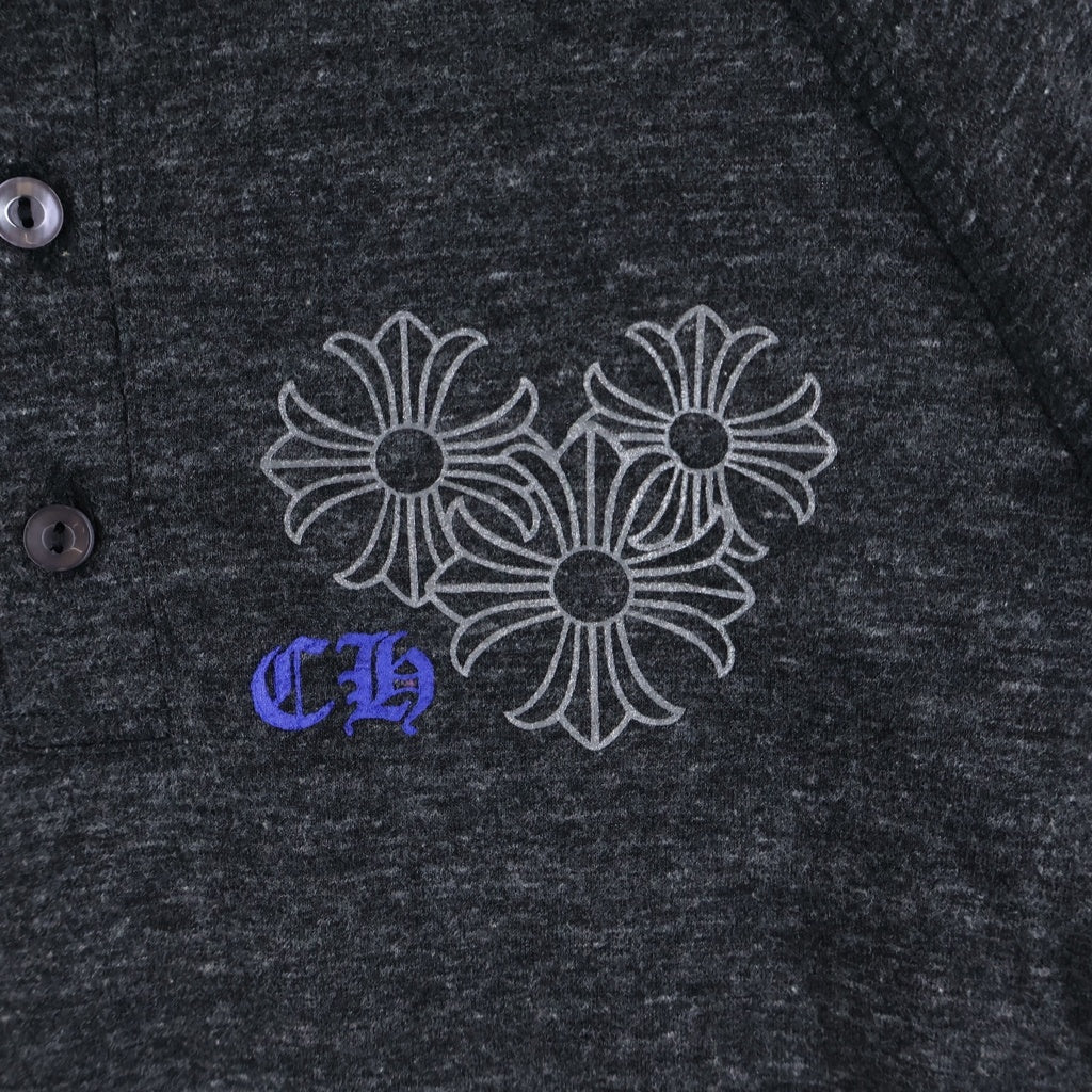 CHROME HEARTS(クロムハーツ) CHプラス バックサークルロゴプリント ヘンリーネック 7分丈 Tシャツ カットソー グレー