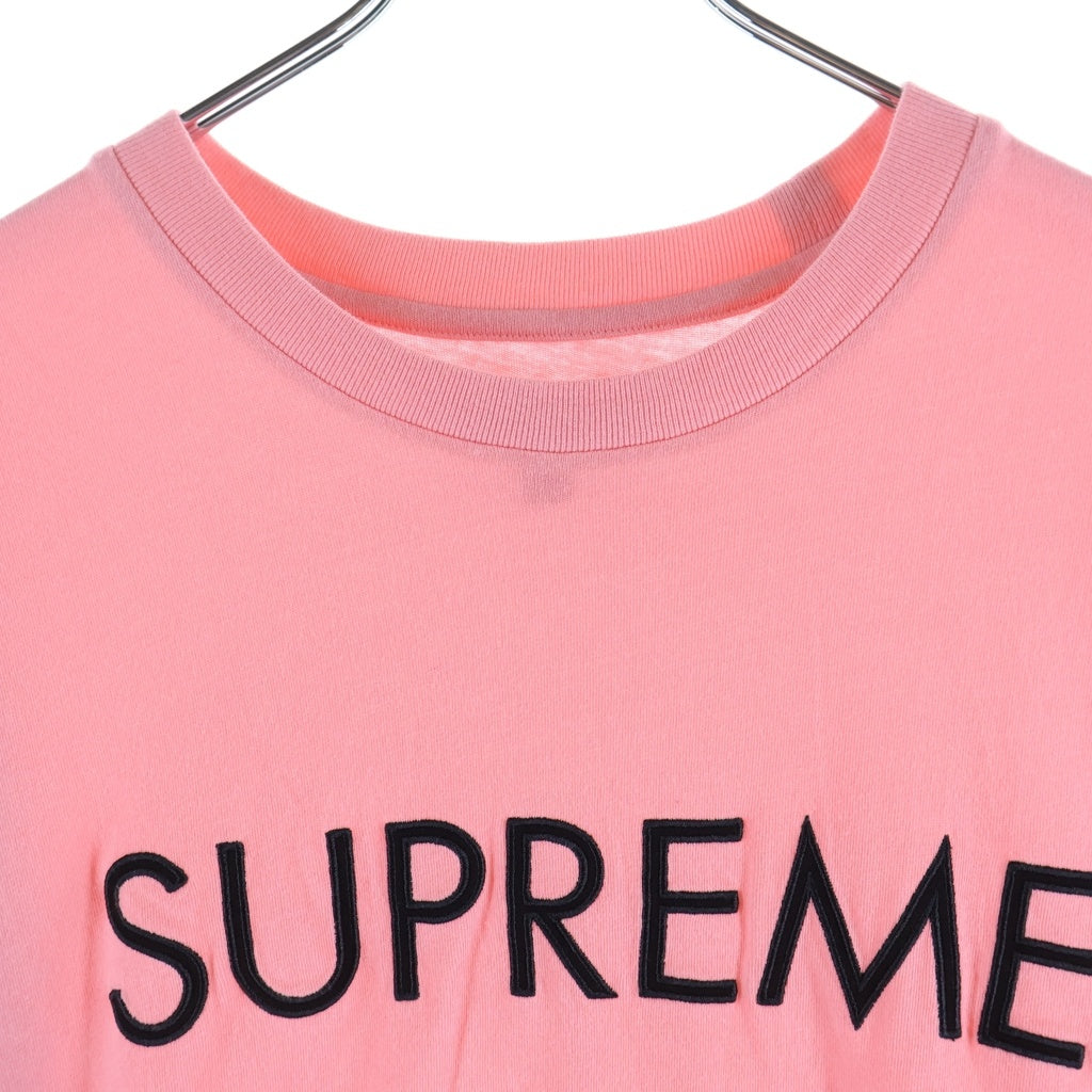SUPREME(シュプリーム) 25SS Capital S/S Tee フロントロゴ刺繍 クルーネック 半袖Tシャツ ピンク