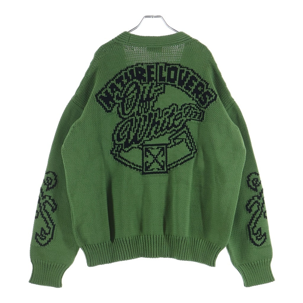 OFF-WHITE(オフホワイト) 24SS Logo Chunky Cardigan ロゴチャンキーカーディガン ニット セーター グリーン OMHB027S24KNI001