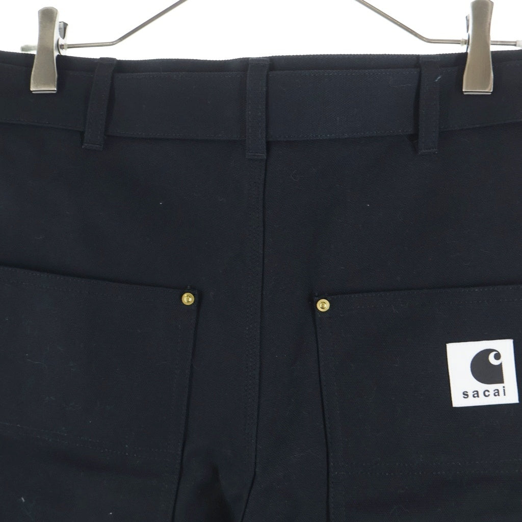 Sacai(サカイ) 24SS ×Carhartt WIP Shorts カーハート ダックダブルニーショーツ ブラック ショートパンツ 24-03392M