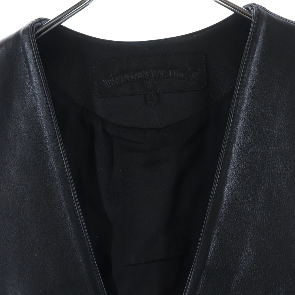 CHROME HEARTS(クロムハーツ) OLD 8B L LNG BCK フィリグリー装飾 8クロスボール クロスボールボタンレザーベスト ブラック